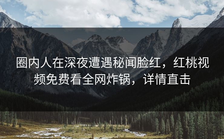 圈内人在深夜遭遇秘闻脸红，红桃视频免费看全网炸锅，详情直击