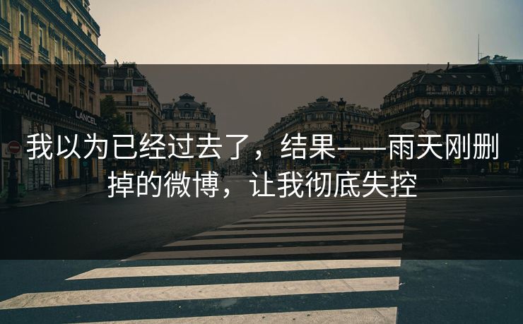 我以为已经过去了,结果——雨天刚删掉的微博,让我彻底失控 我以为已经过去了,结果——雨天刚删掉的微博,让我彻底失控