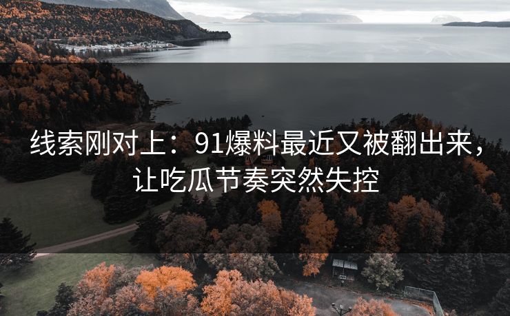 线索刚对上：91爆料最近又被翻出来，让吃瓜节奏突然失控